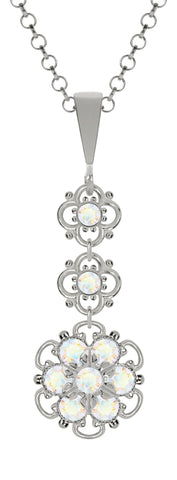 Lucia Costin Silver, White Swarovski Crystal Pendant with Center Flower