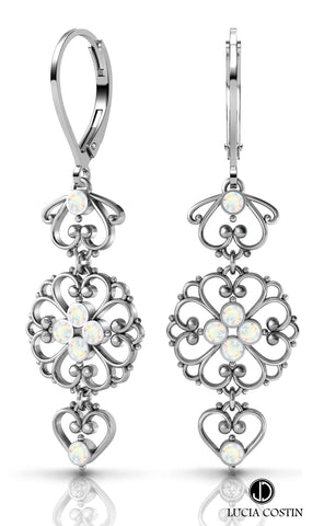 Lucia Costin Silver Swarovski Earrings