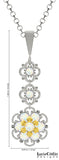 Lucia Costin Silver, White Swarovski Crystal Pendant with Center Flower